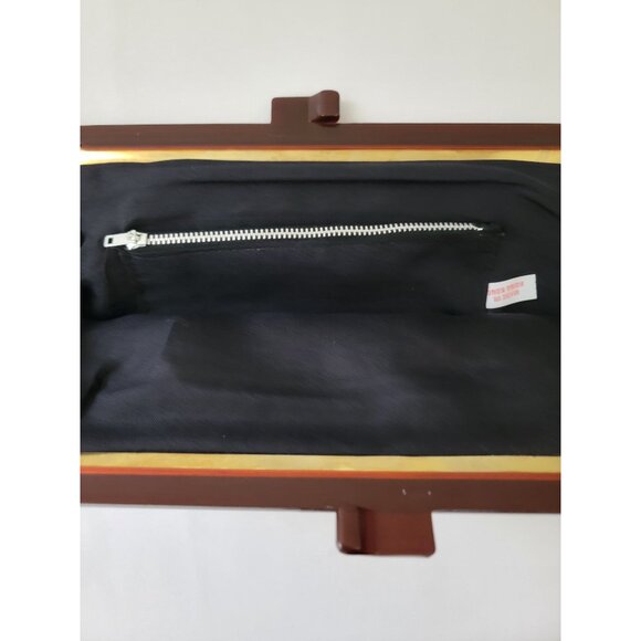 Vintage Floral Tapestry Hinged Clutch Purse Handbag Lucite Kiss Lock Hong Kong - Picture 6 of 8